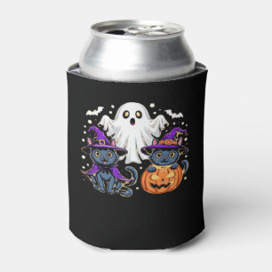 Halloween Cute Ghost Pumpkin Cat Classic T-Shirt_3 Can Cooler