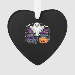 Halloween Cute Ghost Pumpkin Cat Classic T-Shirt_3 Ornament