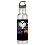 Halloween Cute Ghost Pumpkin Cat Classic T-Shirt_3 Stainless Steel Water Bottle