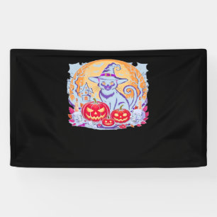 Halloween Cute Ghost Pumpkin Cat Classic T-Shirt Banner
