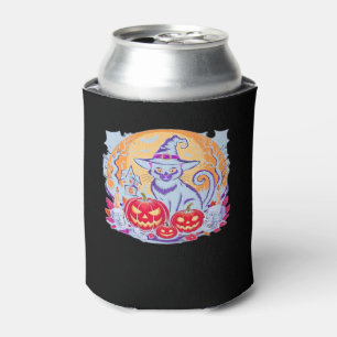 Halloween Cute Ghost Pumpkin Cat Classic T-Shirt Can Cooler
