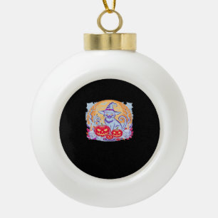 Halloween Cute Ghost Pumpkin Cat Classic T-Shirt Ceramic Ball Christmas Ornament