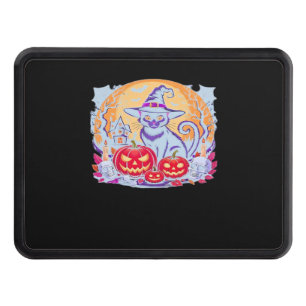 Halloween Cute Ghost Pumpkin Cat Classic T-Shirt Hitch Cover