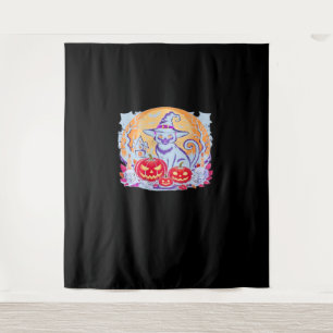 Halloween Cute Ghost Pumpkin Cat Classic T-Shirt Tapestry