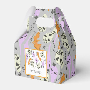 Halloween Cute Ghost Skull Doodle Pattern Gray Favor Boxes