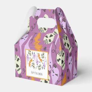 Halloween Cute Ghost Skull Doodle Pattern Purple Favor Boxes