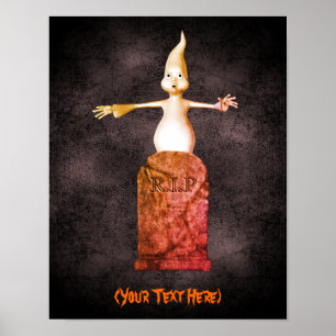 Halloween Cute Ghost Tombstone Personalized  Poster