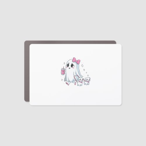 Halloween Cute Ghost Walking Dog Spooky Pink  Car Magnet