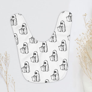 Halloween, Cute Ghost White, Trick Or Treat, Boo Baby Bib