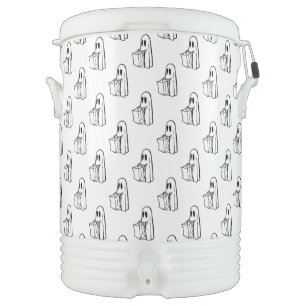 Halloween, Cute Ghost White, Trick Or Treat, Boo Beverage Cooler