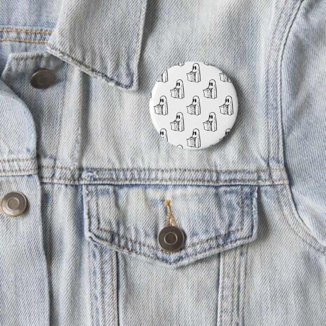 Halloween, Cute Ghost White, Trick Or Treat, Boo Button (In Situ)
