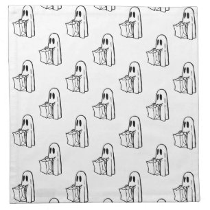Halloween, Cute Ghost White, Trick Or Treat, Boo Cloth Napkin