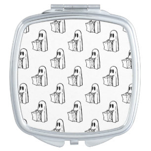 Halloween, Cute Ghost White, Trick Or Treat, Boo Compact Mirror