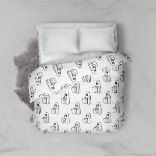 Halloween, Cute Ghost White, Trick Or Treat, Boo Duvet Cover