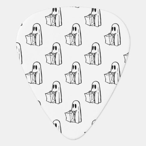 Halloween Cute Ghost White Trick Or Treat Boo Guitar Pick