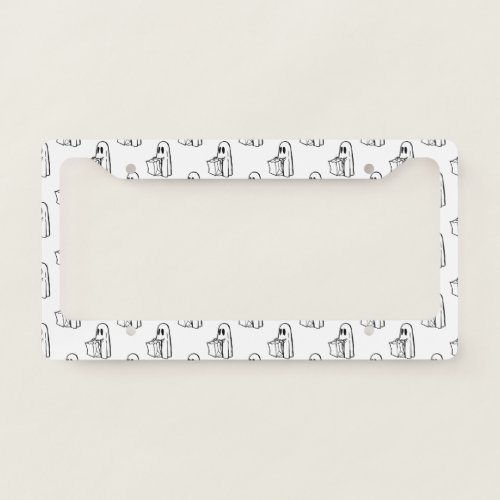 Halloween Cute Ghost White Trick Or Treat Boo License Plate Frame