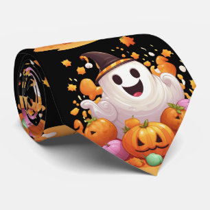 Halloween: Cute Ghosts and Pumpkin Family Neck Tie