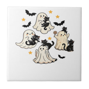 Halloween Cute Ghosts Bats Black Cats Oversized T- Ceramic Tile