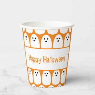 Halloween Cute Ghosts Orange Party Paper Cups
