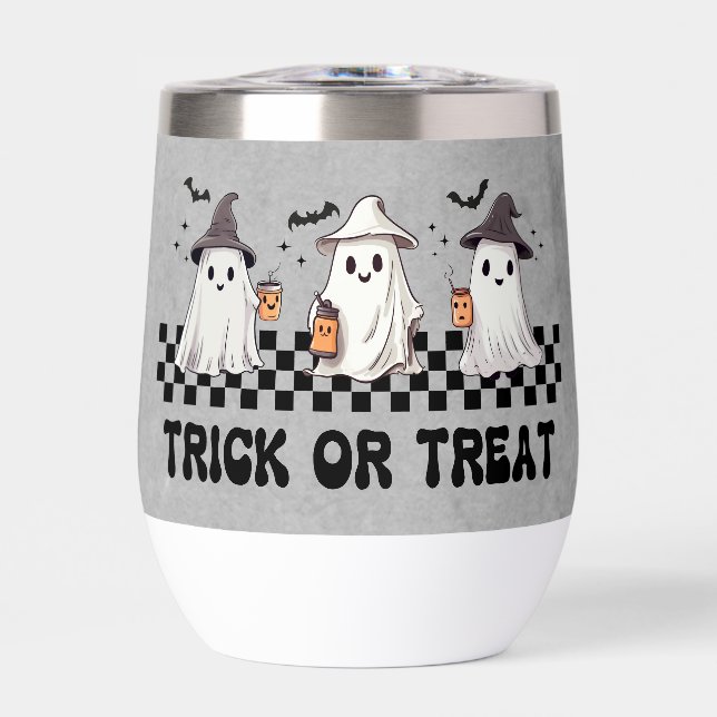 Halloween Cute Ghosts  Thermal Wine Tumbler (Front)
