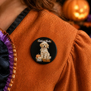 Halloween Cute Golden Retriever Mummy Tricks Black Button
