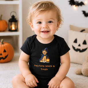 Halloween Cute Golden Retriever Wizard Spells Baby Bodysuit