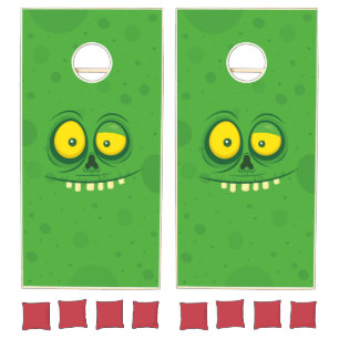 Halloween Cute Green Monster Face Cornhole Set