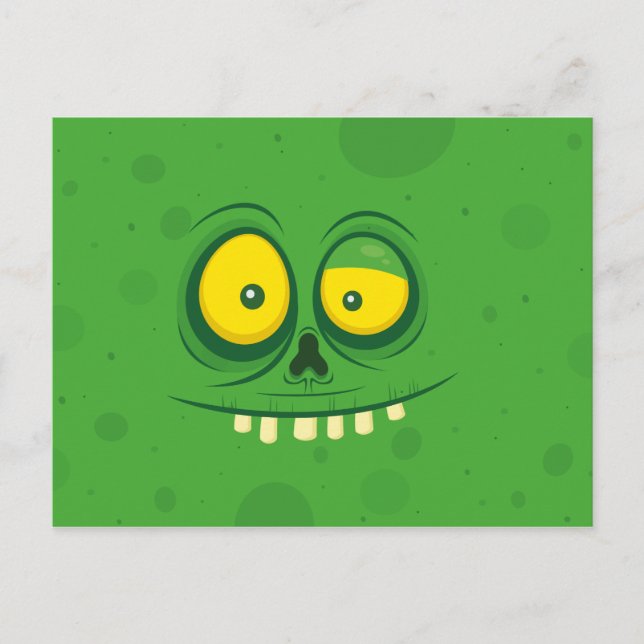 Halloween Cute Green Monster Face Postcard (Front)