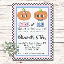 Halloween Cute Groovy Pumpkin Gender Reveal Invitation