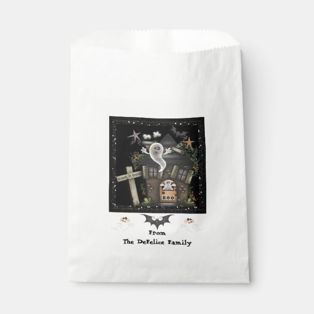 Halloween - Cute Haunted Ghost House (2) Favor Bag (Front)