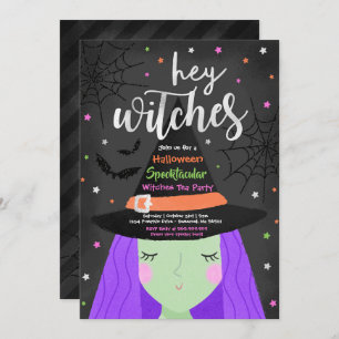 Halloween Cute Hey Witches Halloween Tea Party Invitation