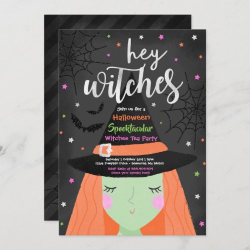Halloween Cute Hey Witches Halloween Tea Party Invitation