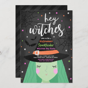 Halloween Cute Hey Witches Halloween Tea Party Invitation