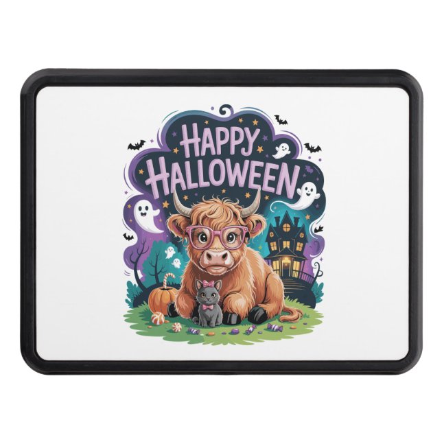 Halloween Cute Highland Cow (2) Hitch Cover (Front)