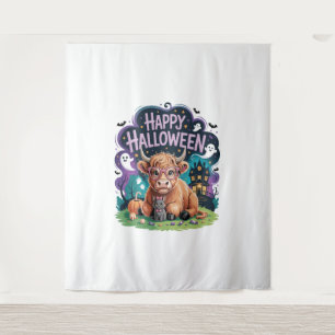 Halloween Cute Highland Cow (2) Tapestry