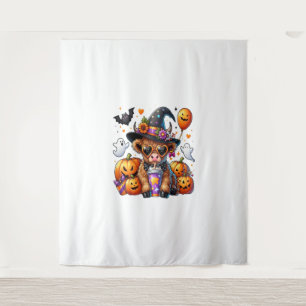 Halloween Cute Highland Cow Tapestry
