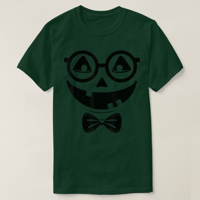 Halloween Cute Jack O Lantern Nerd Pumpkin Face Bo T-Shirt (Design Front)