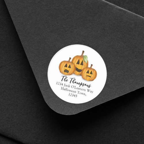 Halloween Cute Jack Olanterns Return Address  Classic Round Sticker