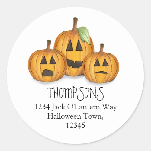 Halloween Cute Jack OLanterns Return Address Classic Round Sticker