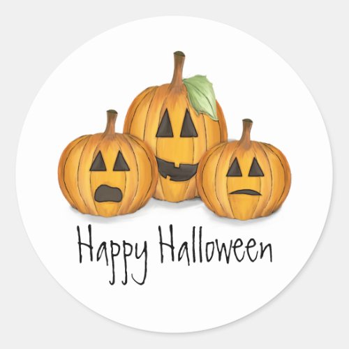 Halloween Cute Jack OLanterns Whimsical Classic Round Sticker