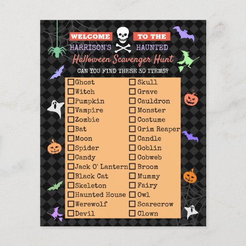 Halloween Cute Kids Scavenger Hunt List