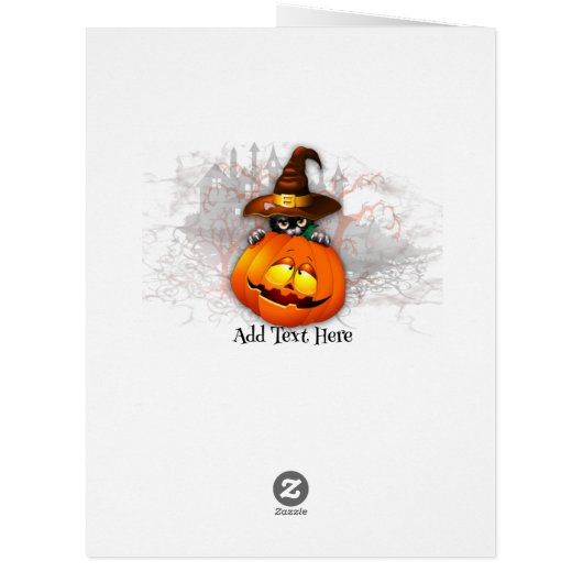 Halloween Cute Kitty Witch and Pumpkin Friend (Back)