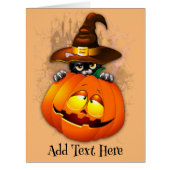 Halloween Cute Kitty Witch and Pumpkin Friend (Front)