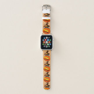 Halloween Cute Kitty Witch and Pumpkin Friend  Apple Watch Band