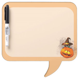 Halloween Cute Kitty Witch and Pumpkin Friend Dry Erase Board