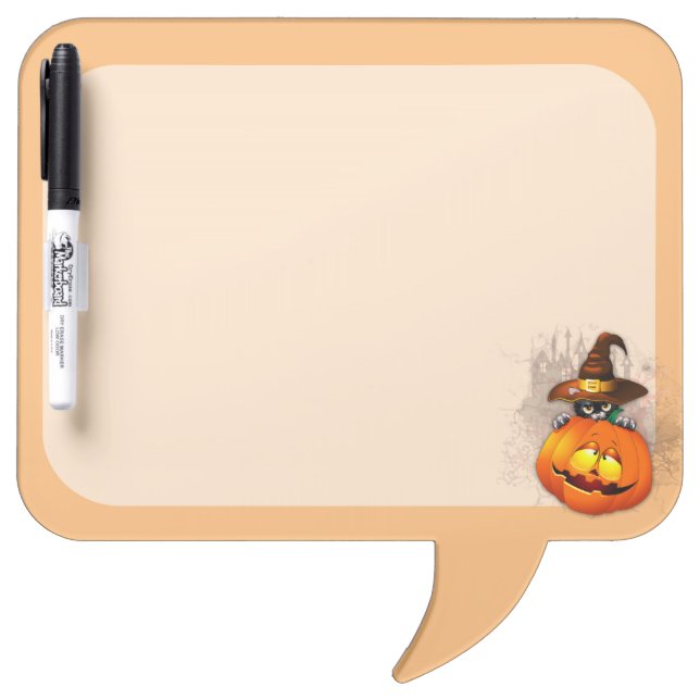 Halloween Cute Kitty Witch and Pumpkin Friend  Dry Erase Board (Front)