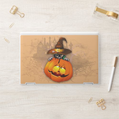 Halloween Cute Kitty Witch and Pumpkin Friend  HP Laptop Skin