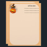 Halloween Cute Kitty Witch and Pumpkin Friend  Letterhead<br><div class="desc">Funny and Cute Black Kitty with Witch Hat biting his groggy Confused Halloween Pumpkin Friend. Original Vector Illustration Copyright BluedarkArt TheChameleonArt.</div>
