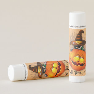 Halloween Cute Kitty Witch and Pumpkin Friend Lip Balm