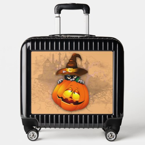 Halloween Cute Kitty Witch and Pumpkin Friend  Luggage